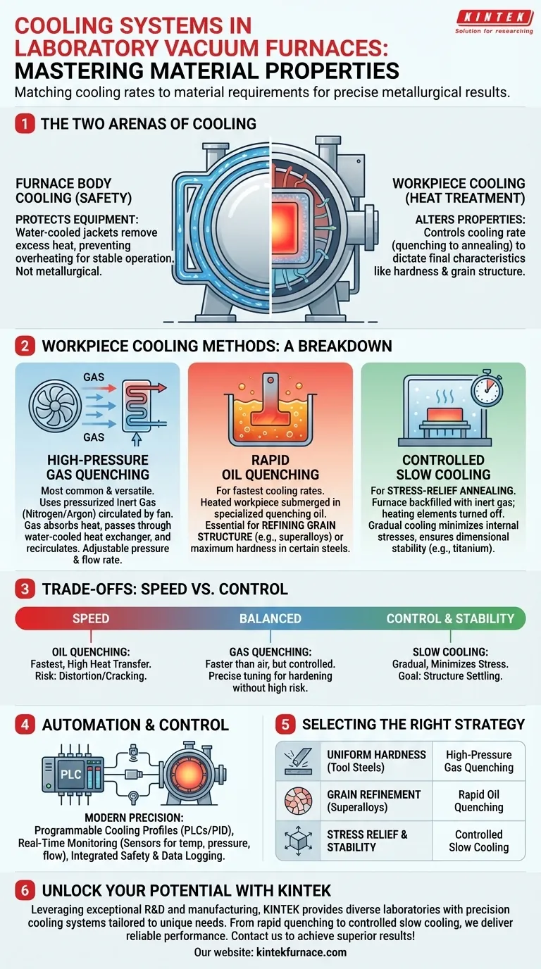 ¿Qué sistemas de enfriamiento están disponibles en los hornos de vacío de laboratorio? Optimice las propiedades de los materiales con precisión Guía Visual