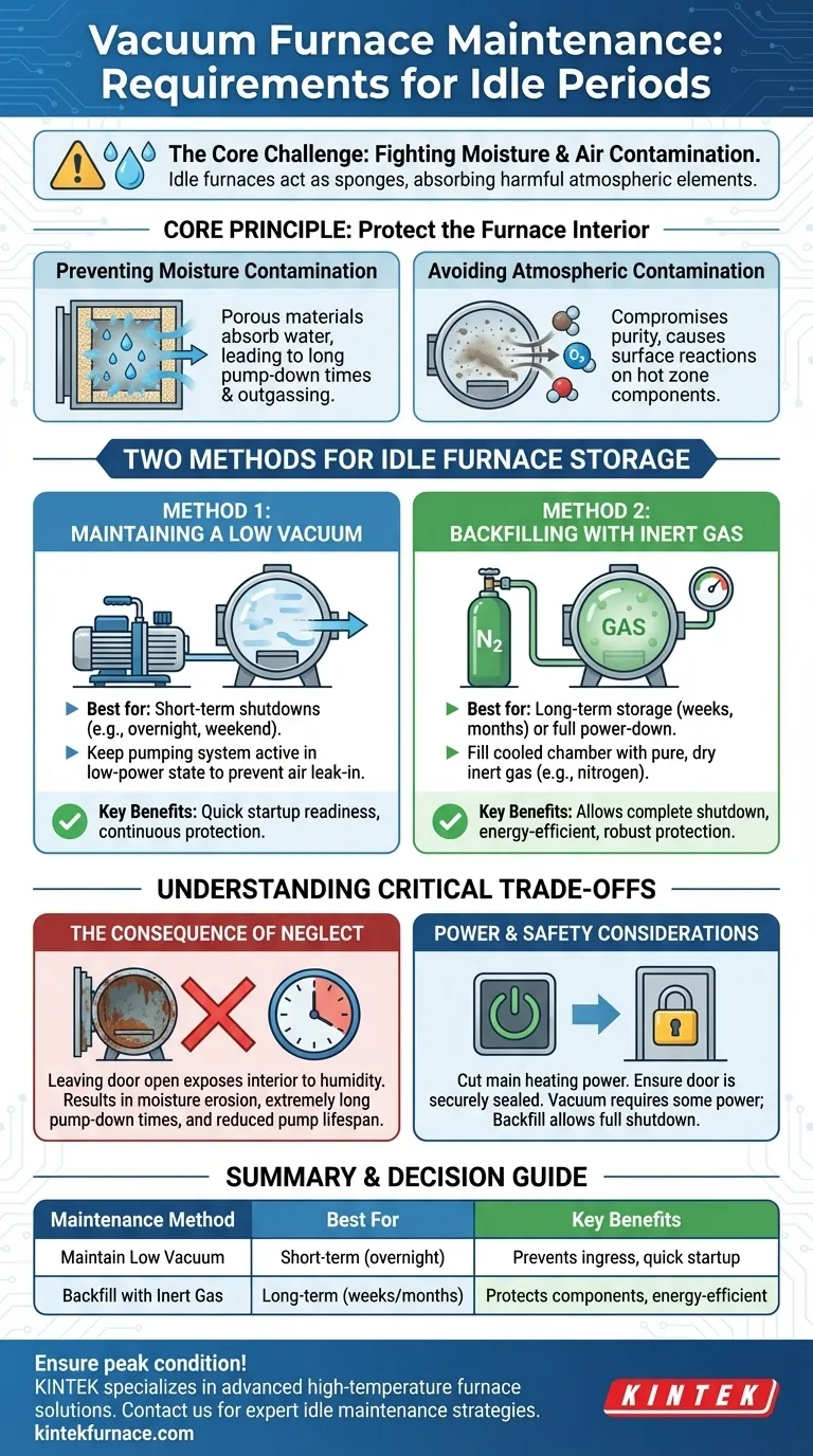¿Cuáles son los requisitos de mantenimiento para un horno de vacío cuando no está en uso? Proteja su inversión con un almacenamiento adecuado Guía Visual