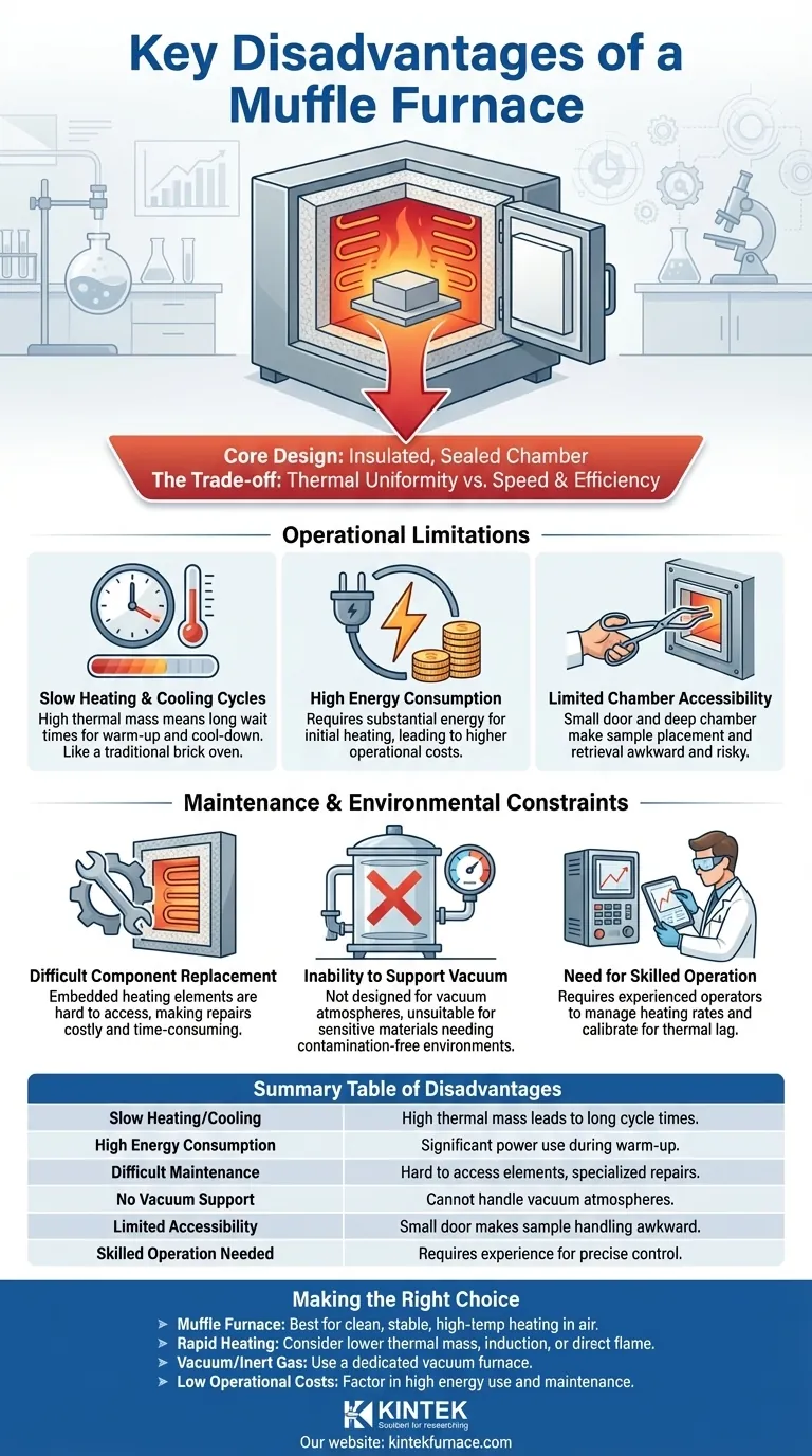 What are the key disadvantages of a muffle furnace? Slow cycles, high energy use, and maintenance challenges Visual Guide