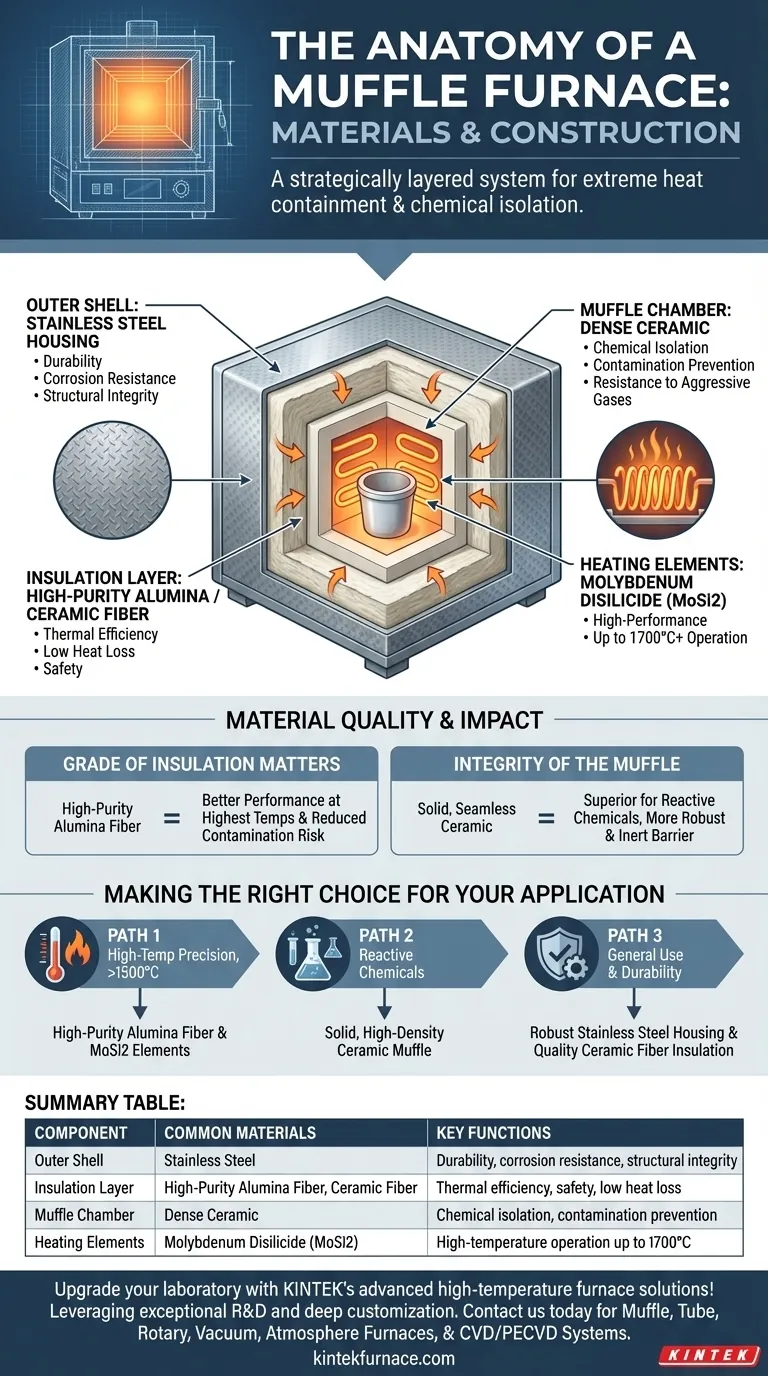 What materials are commonly used in the construction of a muffle furnace? Discover Durable Components for High-Temp Labs Visual Guide