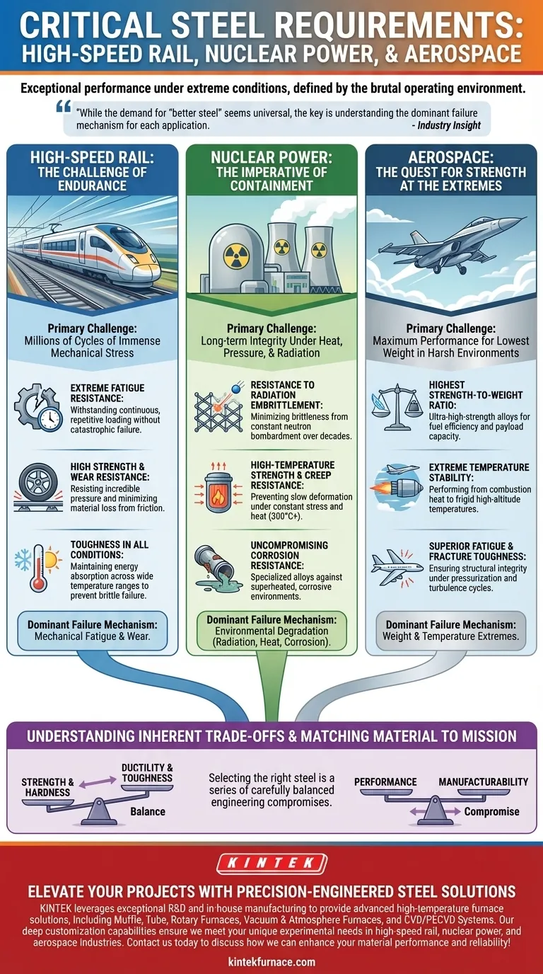 ¿Cuáles son los requisitos clave para los materiales de acero en las industrias de trenes de alta velocidad, energía nuclear y aeroespacial? Desbloquee soluciones de acero de alto rendimiento Guía Visual