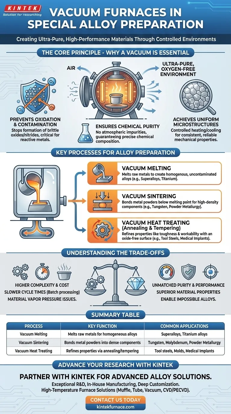 How are vacuum furnaces used in the preparation of special alloys? Unlock Purity and Performance Visual Guide