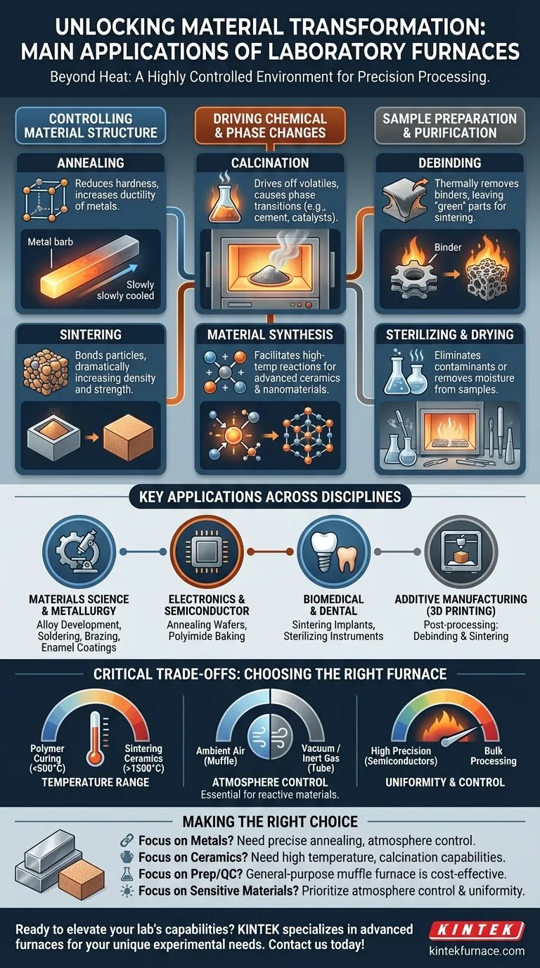 ¿Cuáles son las principales aplicaciones de los hornos de laboratorio? Desbloquee el procesamiento térmico de precisión para su laboratorio Guía Visual