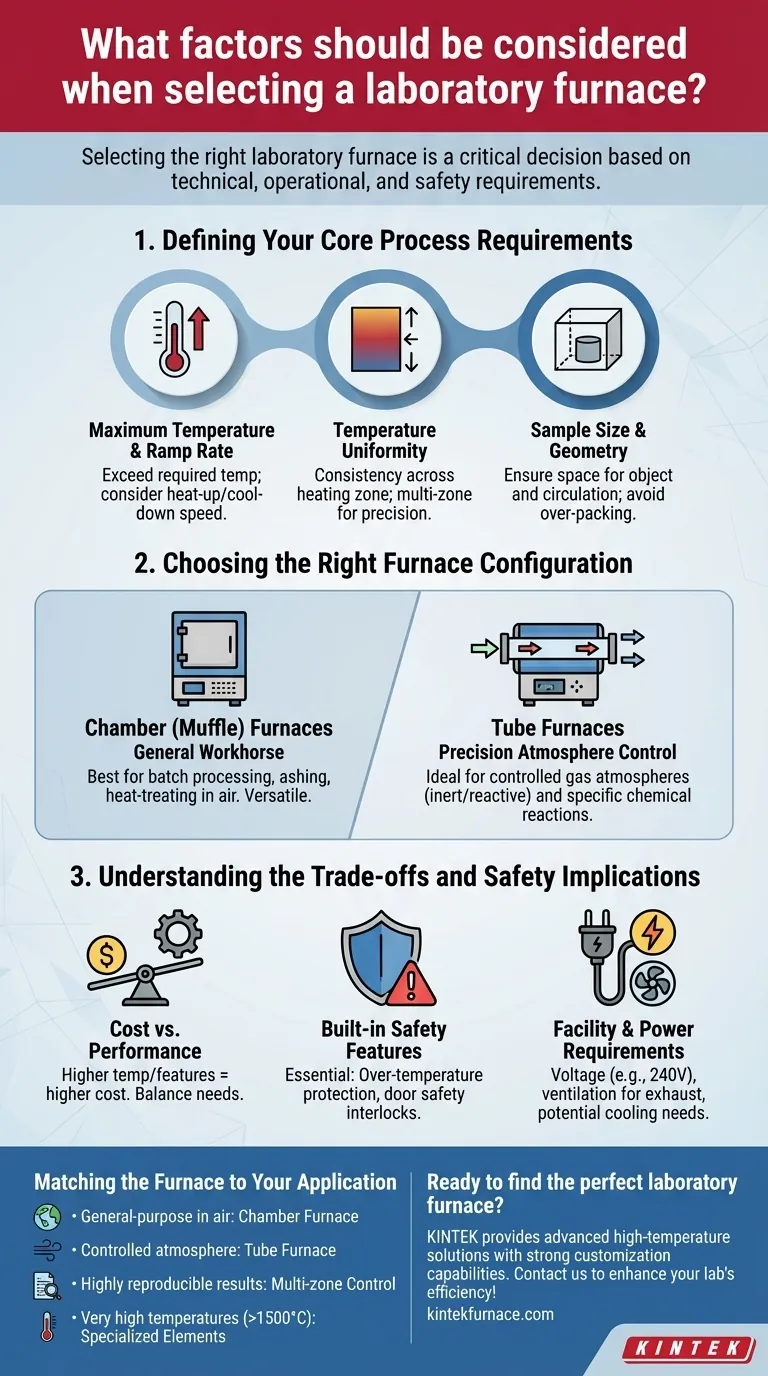 What factors should be considered when selecting a laboratory furnace? Ensure Optimal Performance and Safety Visual Guide