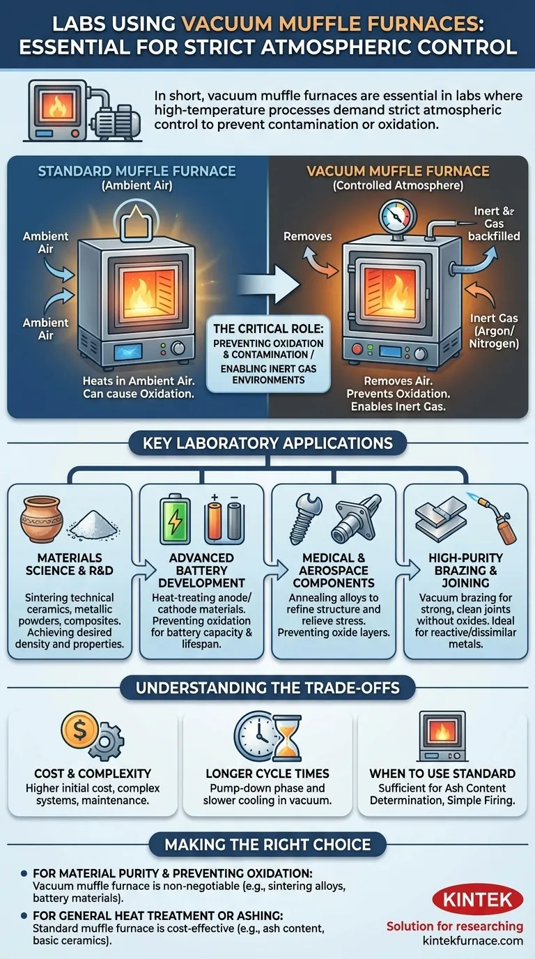 Que tipos de laboratórios usam comumente fornos mufla a vácuo? Essencial para Tratamento Térmico de Alta Pureza Guia Visual