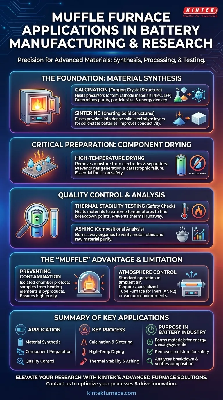 Quais são as aplicações dos fornos mufla na indústria de fabricação e pesquisa de baterias? Desbloqueie a Precisão para a Inovação de Baterias Guia Visual