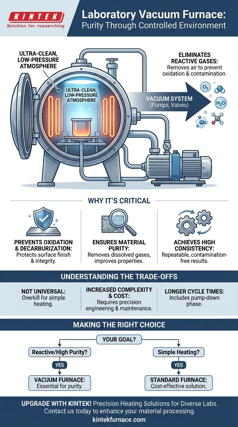 What is a laboratory vacuum furnace and what environment does it create? Achieve Purity in High-Temp Processing Visual Guide