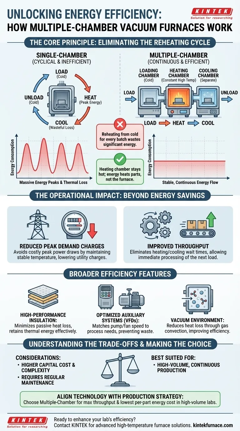 ¿Cómo mejoran los hornos de vacío de múltiples cámaras la eficiencia energética? Reduzca costes con calefacción continua Guía Visual