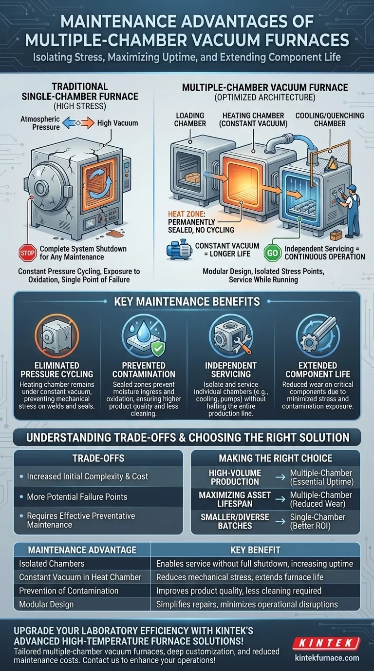 What maintenance advantages do multiple-chamber vacuum furnaces offer? Boost Uptime and Extend Lifespan Visual Guide