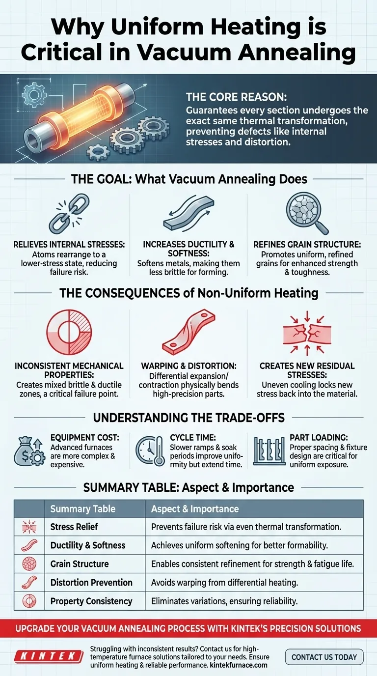 Por que o aquecimento uniforme é importante no recozimento a vácuo? Garanta Propriedades Consistentes do Material e Evite Defeitos Guia Visual