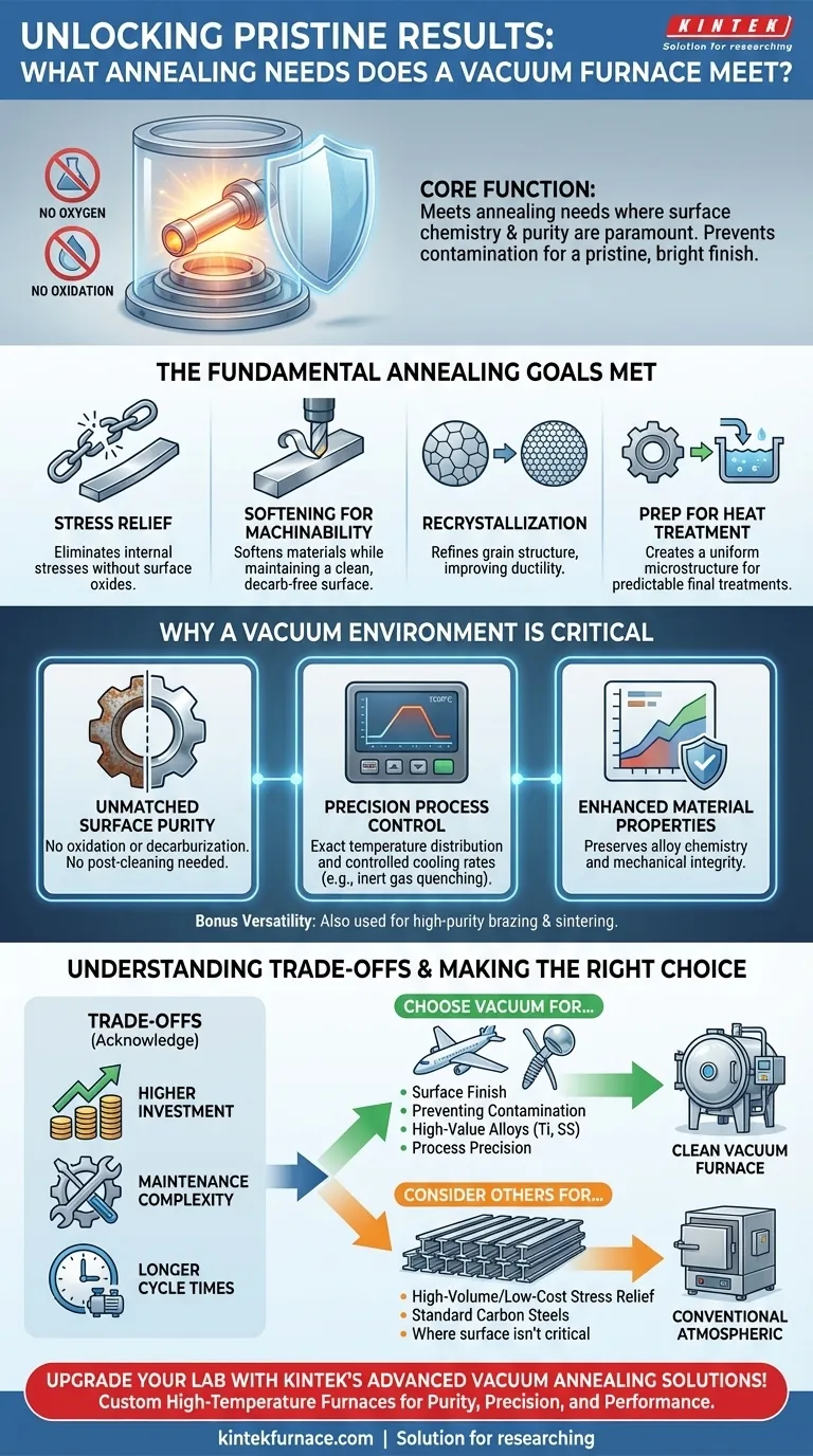 Que tipos de necessidades de recozimento um forno de recozimento a vácuo pode atender? Alcance Pureza e Precisão no Tratamento Térmico Guia Visual