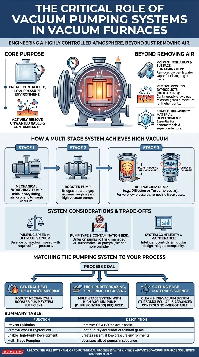 What role do vacuum pumping systems play in vacuum furnaces? Ensure Purity and Control in Thermal Processes Visual Guide