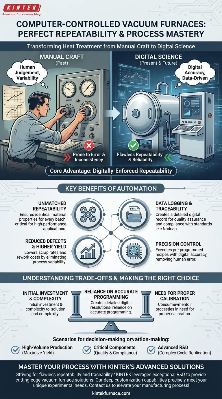 What is the advantage of computer-controlled processes in vacuum furnaces? Achieve Perfect Repeatability for High-Performance Applications Visual Guide