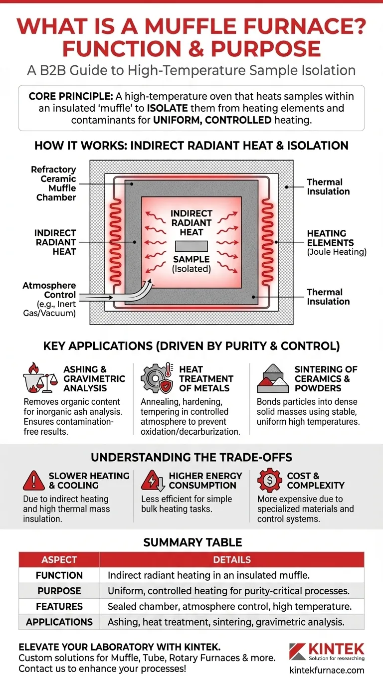 Como funciona um forno mufla e qual é seu propósito principal? Descubra o Aquecimento de Precisão para Resultados Puros Guia Visual