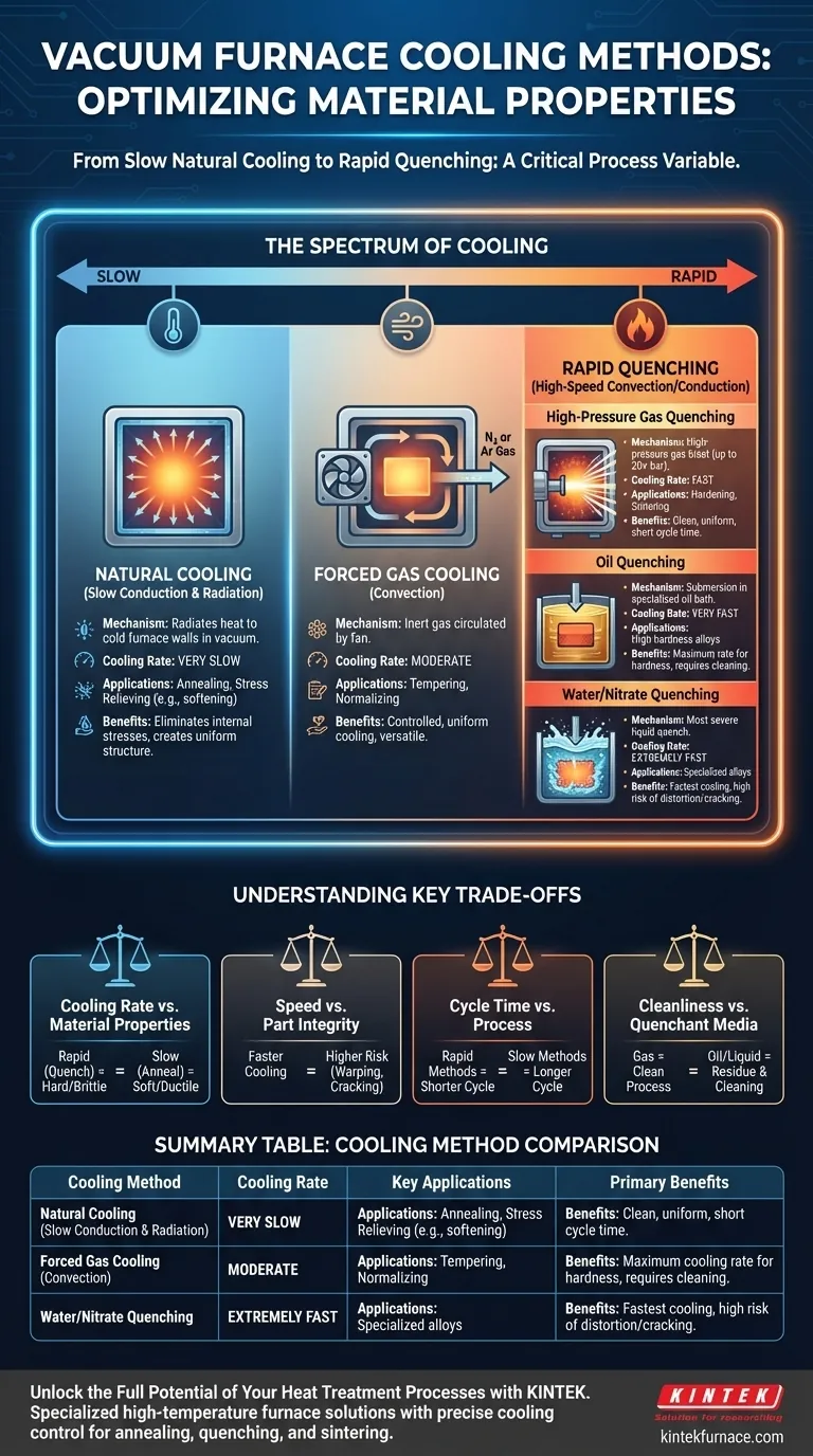 Quali sono le opzioni per i metodi di raffreddamento in un forno a vuoto? Ottimizza le Proprietà dei Materiali con Raffreddamento di Precisione Guida Visiva