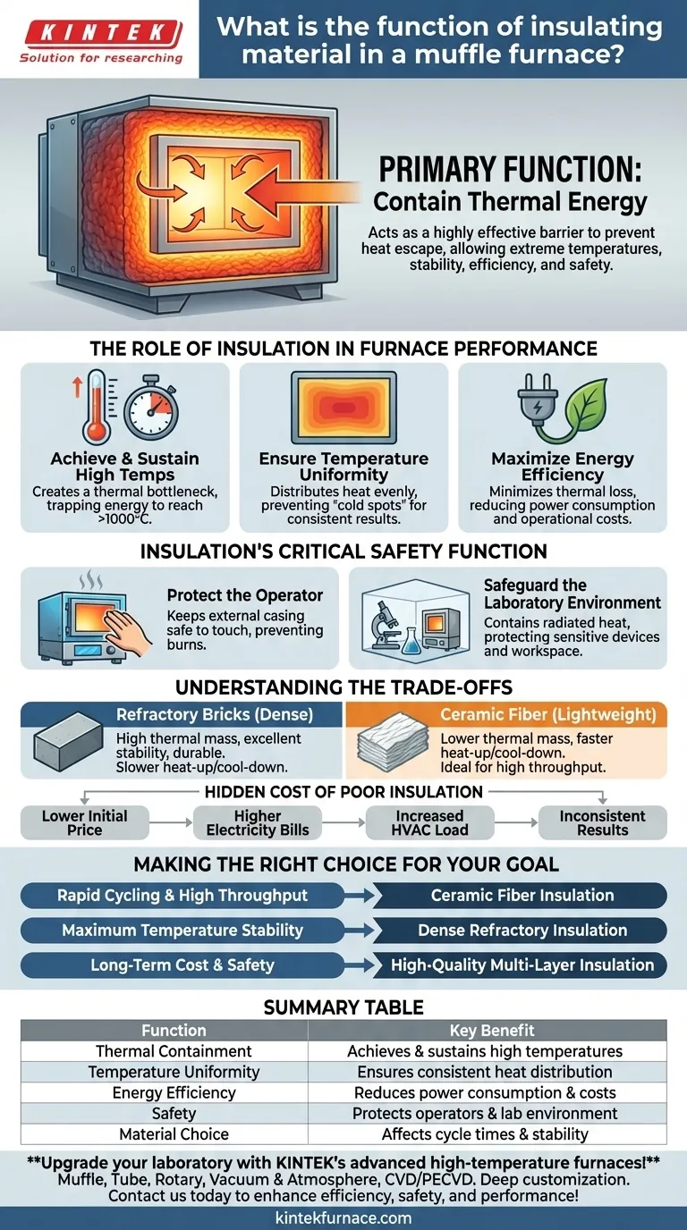 Qual é a função do material isolante em um forno mufla? Desbloqueie a Eficiência e a Segurança em Seu Laboratório Guia Visual