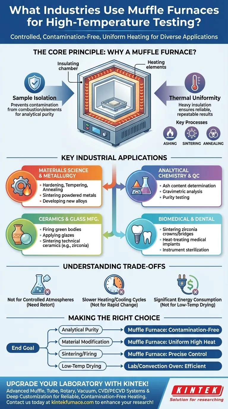 What industries commonly use muffle furnaces for high-temperature testing? Essential Tools for Materials Science, Chemistry, and More Visual Guide