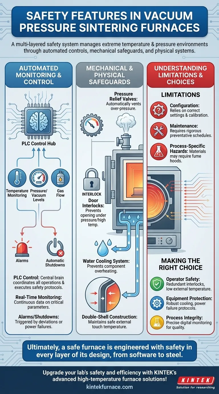 What safety features are integrated into vacuum pressure sintering furnaces? Ensure Operator and Equipment Protection Visual Guide