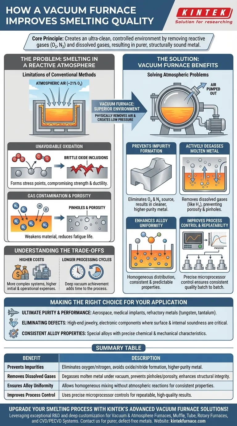 ¿Cómo mejora un horno de vacío la calidad de la fundición? Logre metales más puros y resistentes para sus aplicaciones Guía Visual