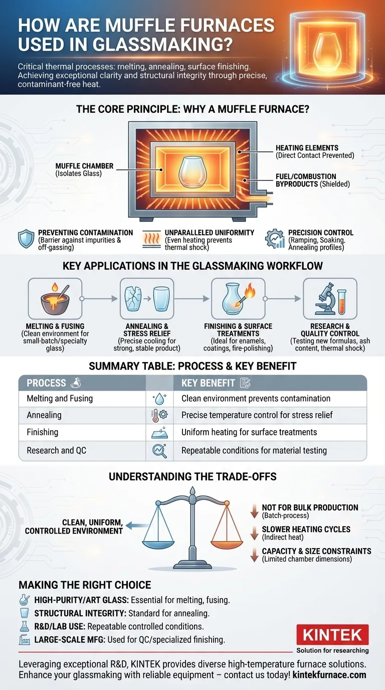 How are muffle furnaces used in glassmaking? Achieve Clean, Controlled Heat for Superior Glass Quality Visual Guide