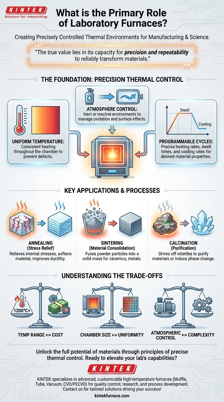 ما هو الدور الأساسي للأفران المخبرية في عمليات التصنيع والعمليات العلمية؟ افتح قفل التحكم الحراري الدقيق دليل مرئي