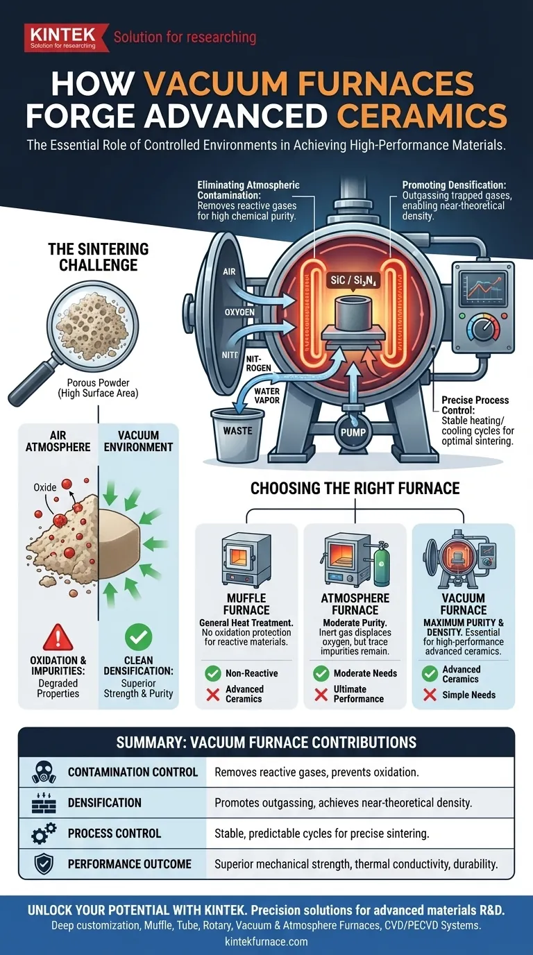 In che modo i forni a vuoto contribuiscono alla produzione di materiali ceramici avanzati? Ottenere purezza e densità superiori Guida Visiva
