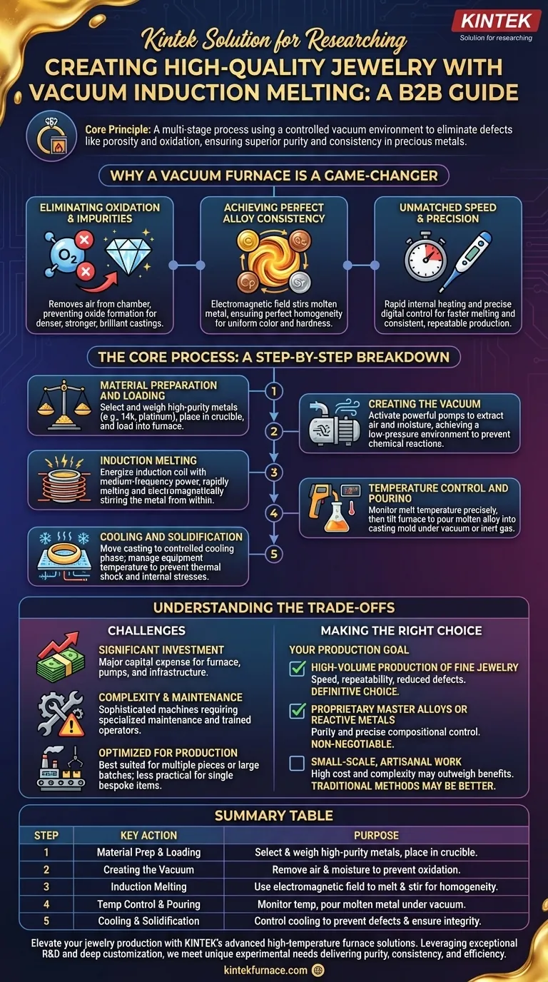 真空誘導溶解炉を用いた高品質なジュエリー製作にはどのような工程が含まれますか？純度と一貫性を極める ビジュアルガイド