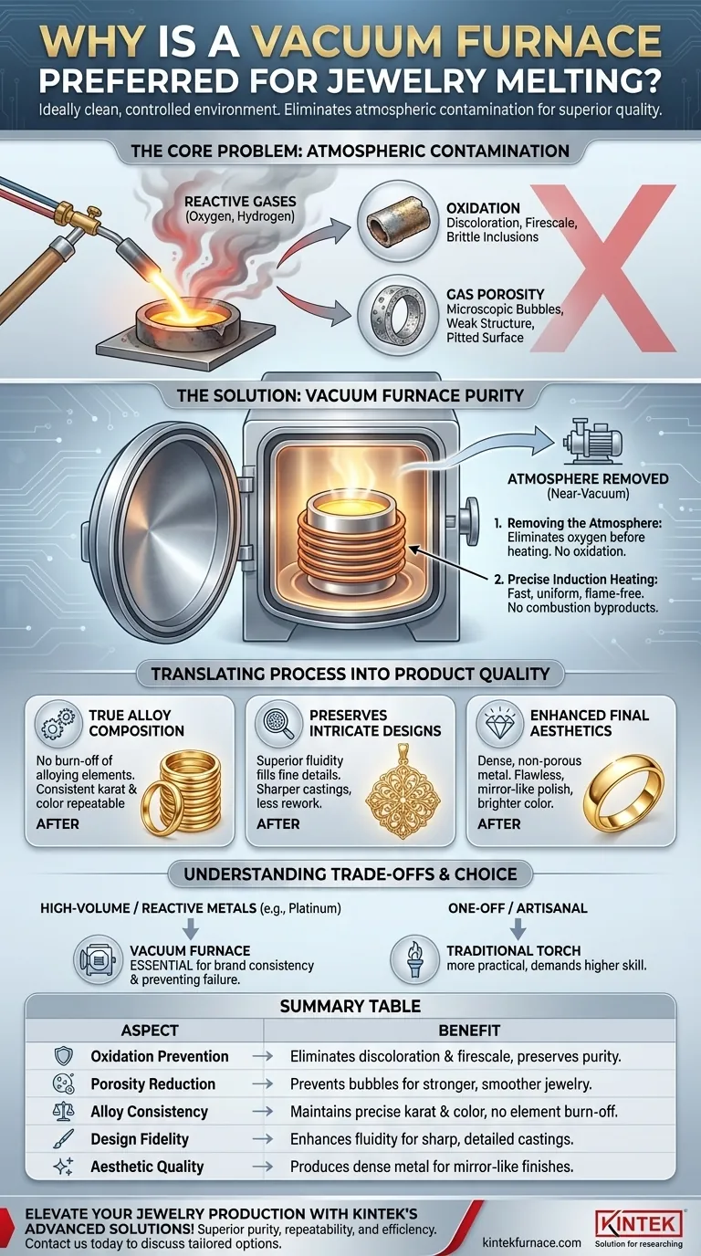 Por que um forno a vácuo é preferível para a fusão de joias? Alcance Pureza e Precisão no Seu Ofício Guia Visual