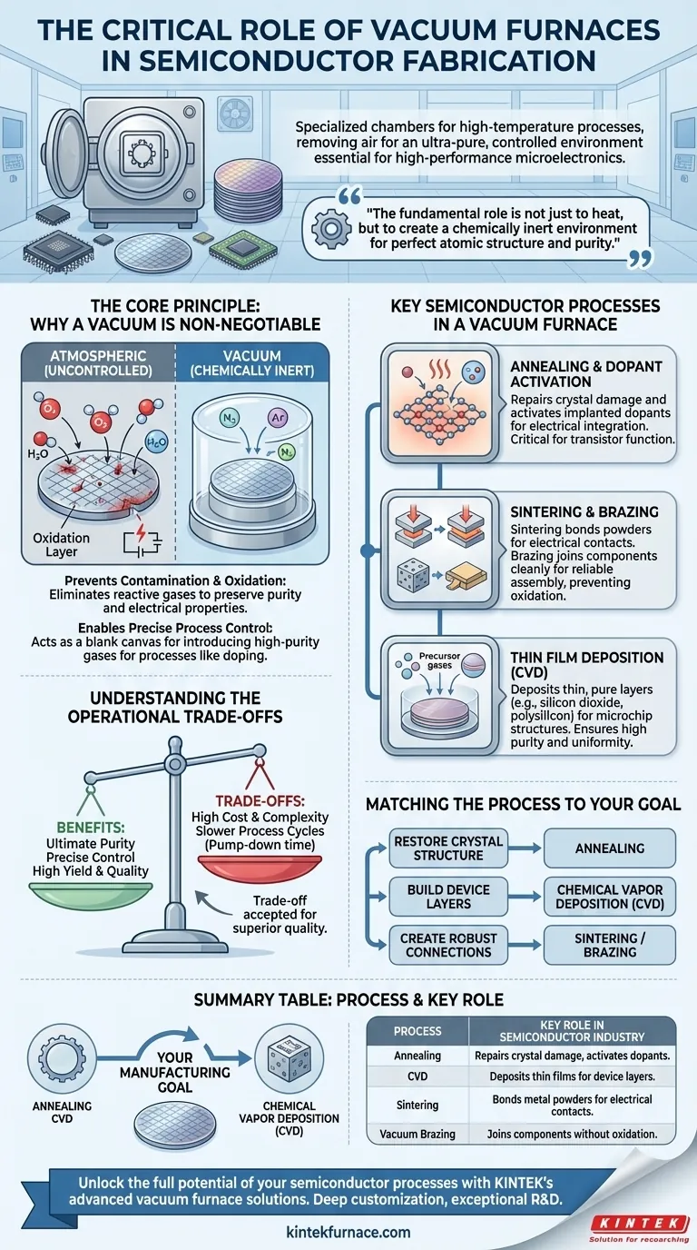 Qual é o papel dos fornos a vácuo na indústria de semicondutores? Essenciais para Processamento de Ultra Pureza e Rendimento Guia Visual