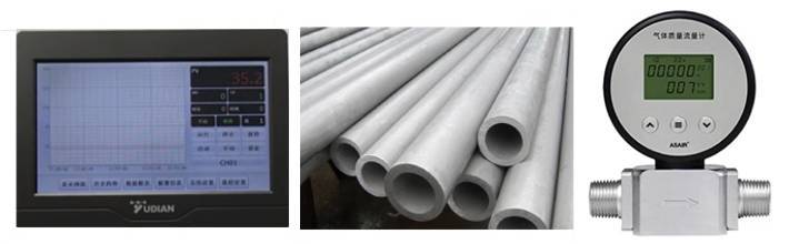 Tube furnace details 1. Temperature control meter optional touch screen 2. Stainless steel tube 3. Mass flow meter