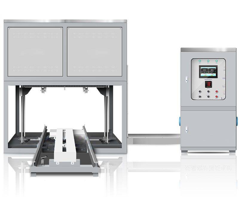 Vue intérieure des éléments chauffants du four de levage par le bas