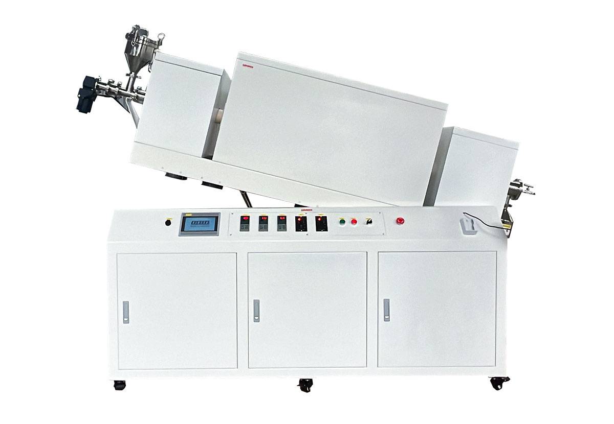 Vacuum sealed continuous working rotary tube furnace tilting state 2