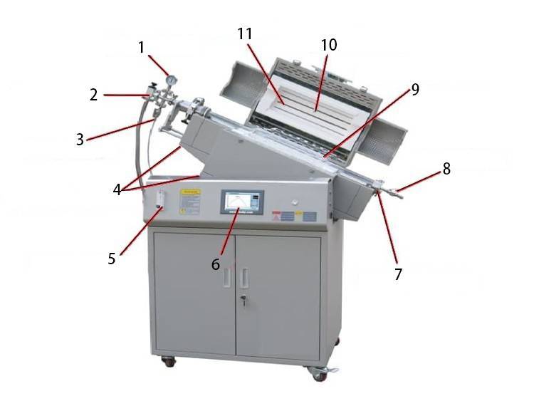 Split vacuum rotary tilt furnace with big belly quartz tube